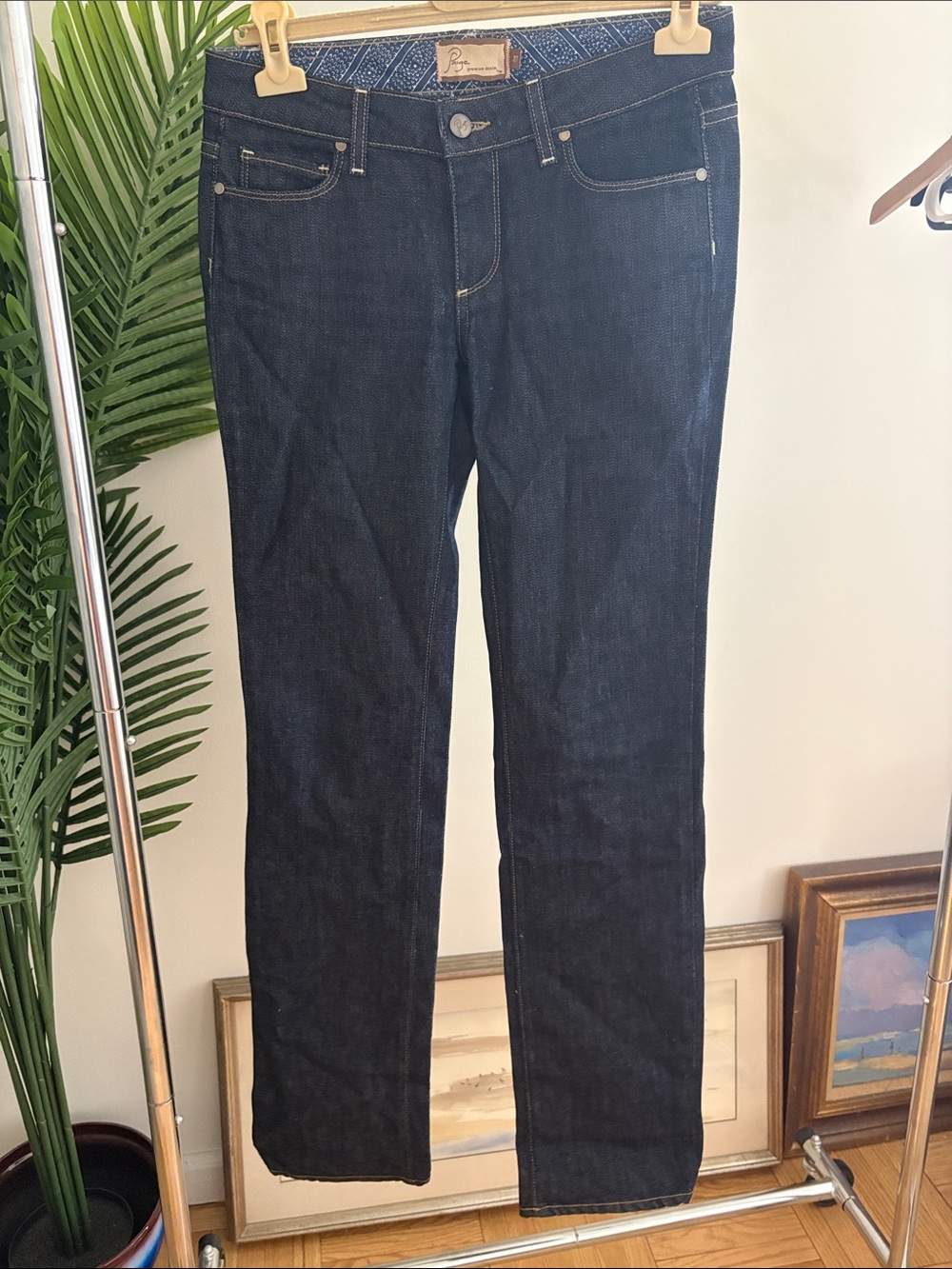 Vtg 2005 Y2K Paige Melrose Premium Denim Dark Indigo Jeans, Low rise, Sz 27